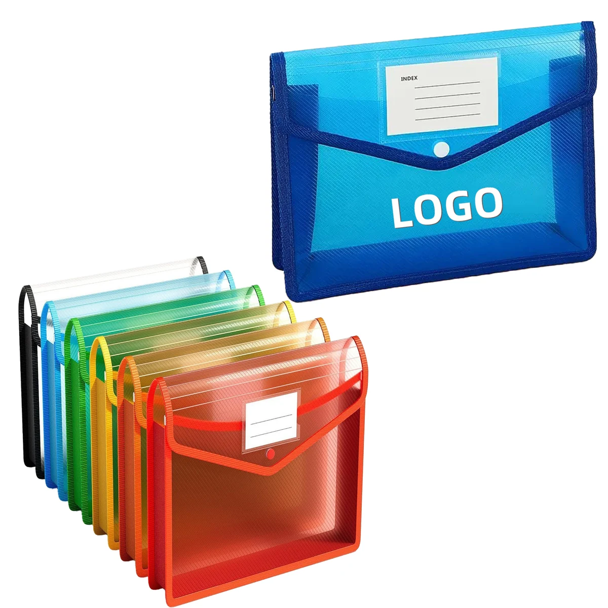 Colorful Button Transparent Waterproof Document Bag 1
