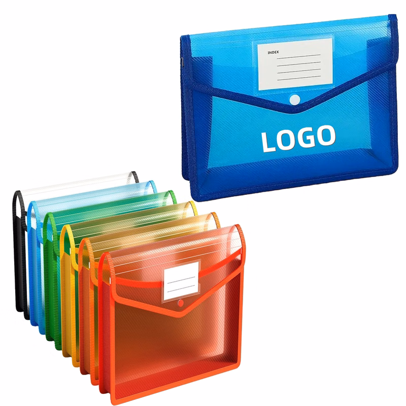 Colorful Button Transparent Waterproof Document Bag