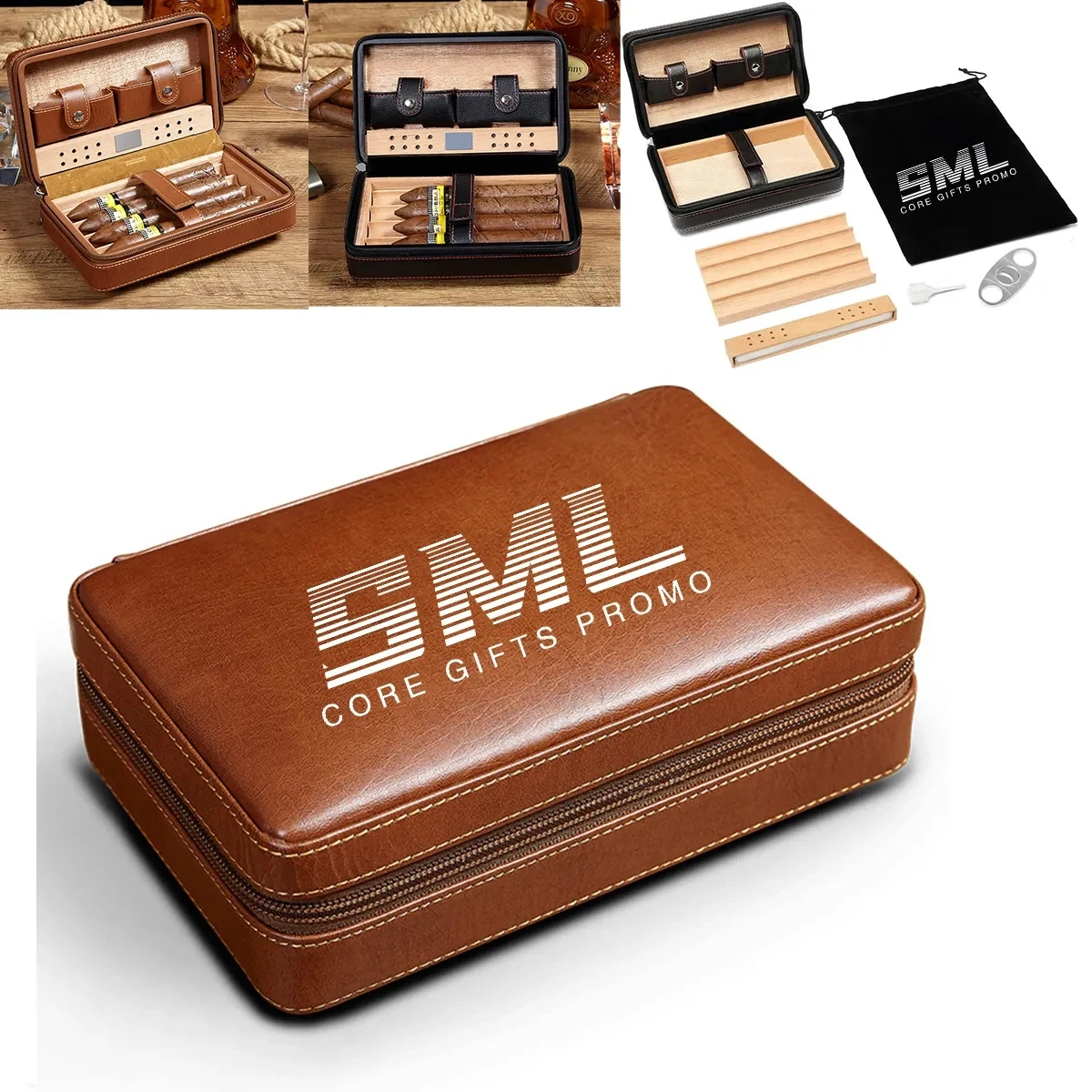 4 Finger Portable Travel Leather Cigar Case 1