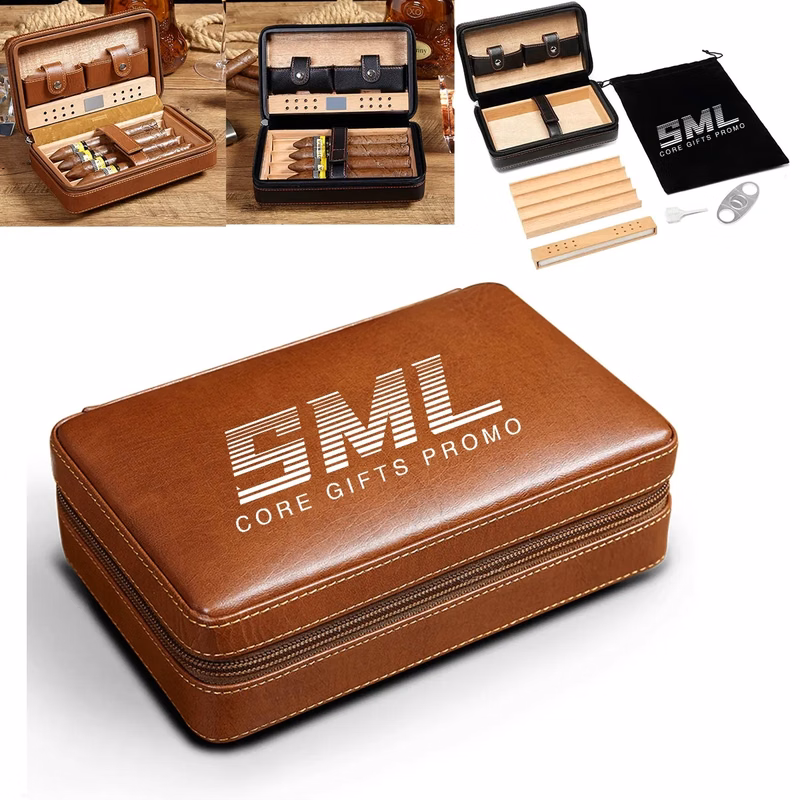 4 Finger Portable Travel Leather Cigar Case