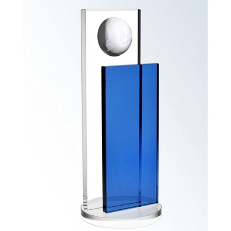 Blue Endeavor Globe Optic Crystal Award - Small 1