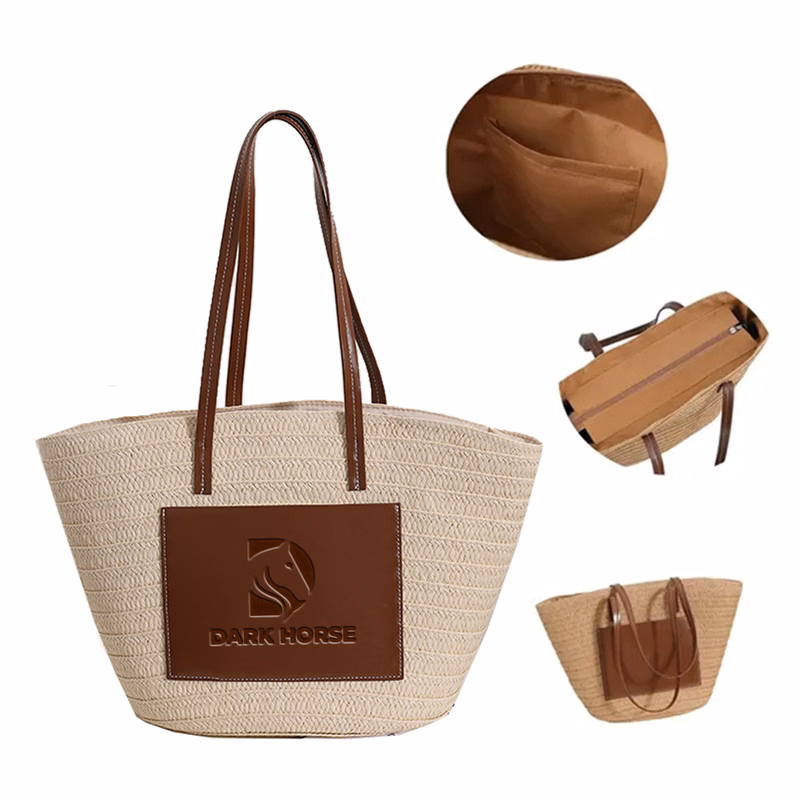 Lightweight Spacious Natural Handwoven Straw Shoulder Bag
