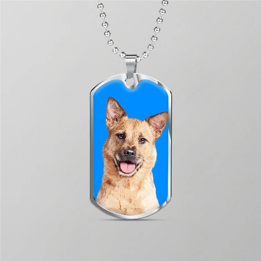 Single-Sided Dog Tag Pendant w/ Long Chain 1