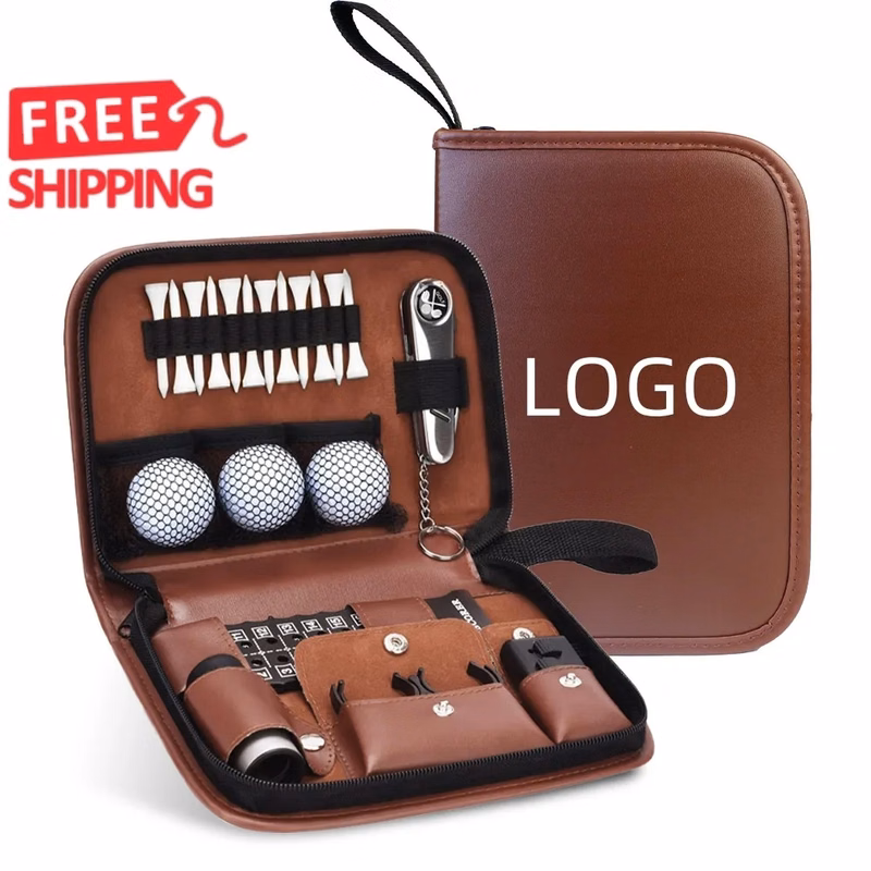Custom Golf Gift Set Accessories Kit Leather Case