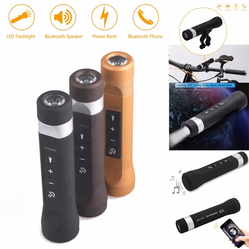 Portable Wireless LED Flashlight Riding Bike Speaker