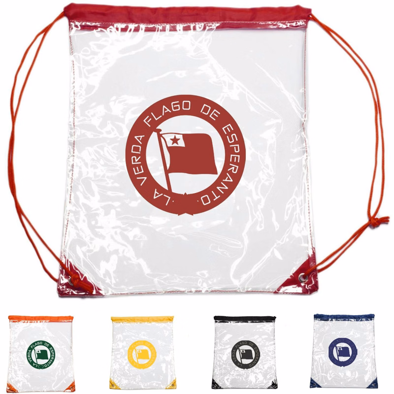 Clear Cinch Up Bag Drawstring Plastic Backpacks