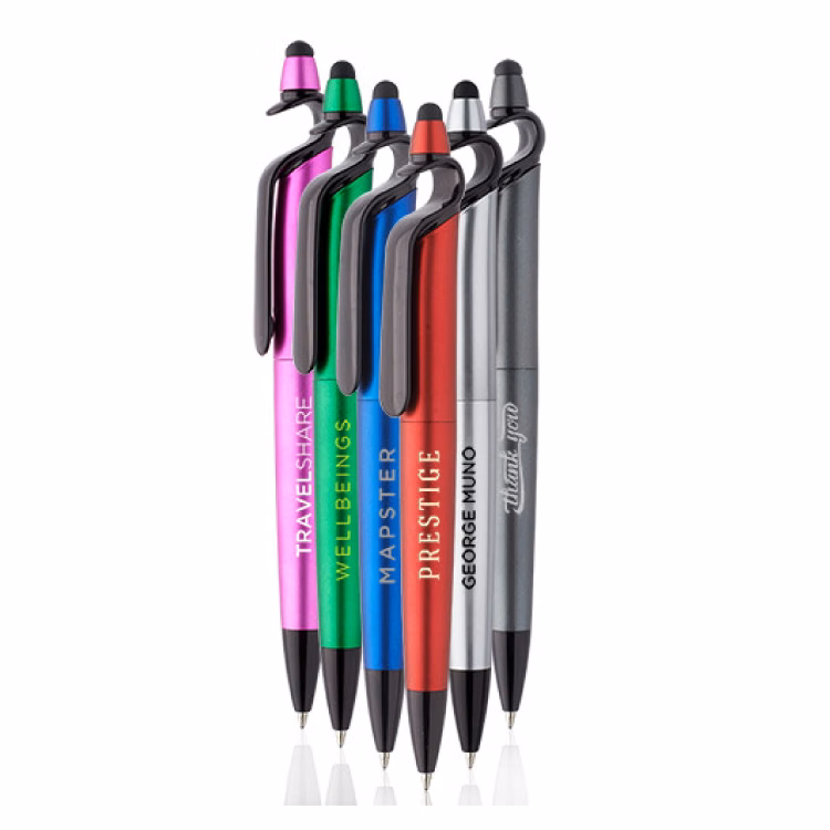 3-in-1 Plastic Pen with Stylus and Cell Stand