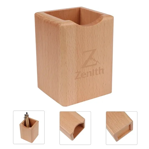 Custom 3 x 3 x 4 Inch Wooden Pen Holder — Professional Desktop Organizer 1