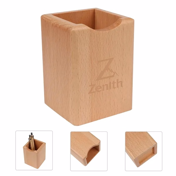 Custom 3 x 3 x 4 Inch Wooden Pen Holder — Professional Desktop Organizer