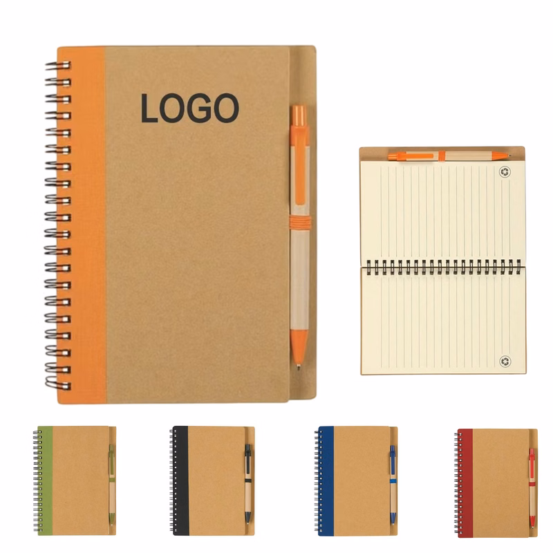 Spiral Bound Kraft Notebook With Pen