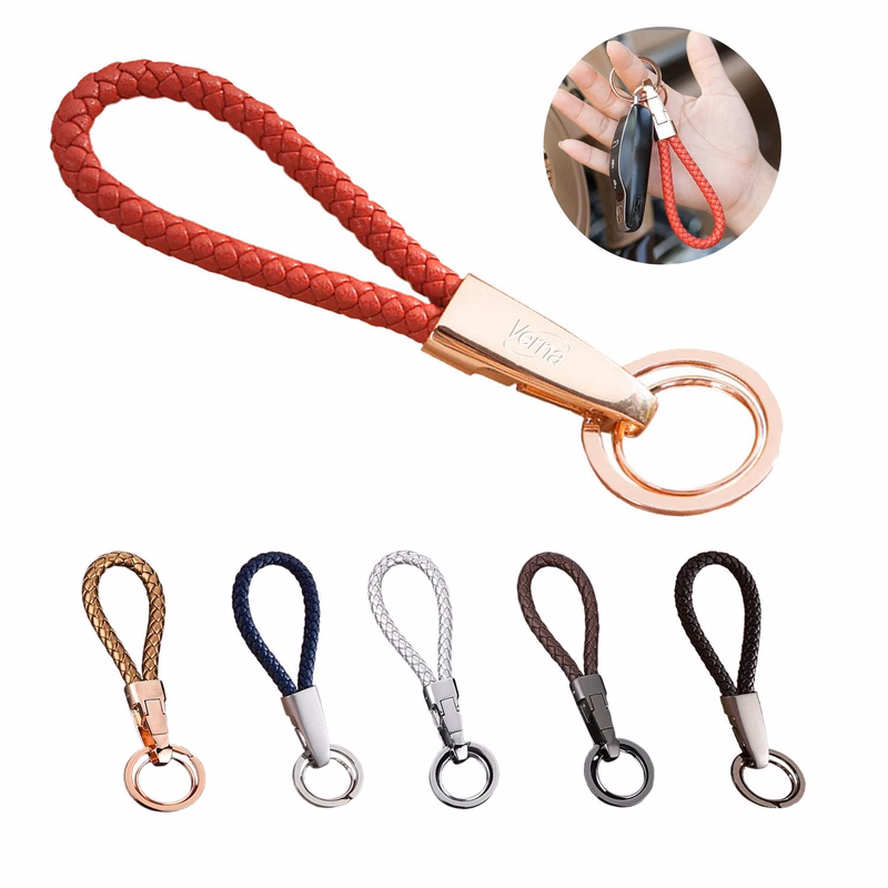 Handmade Braided Microfiber Leather Keychain