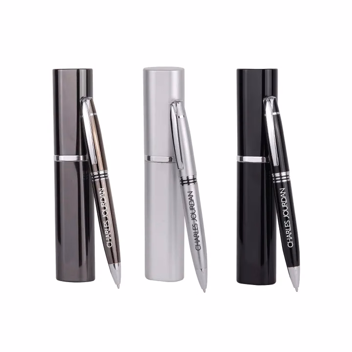Twist Metal Ballpoint Pen w/ Flat Case