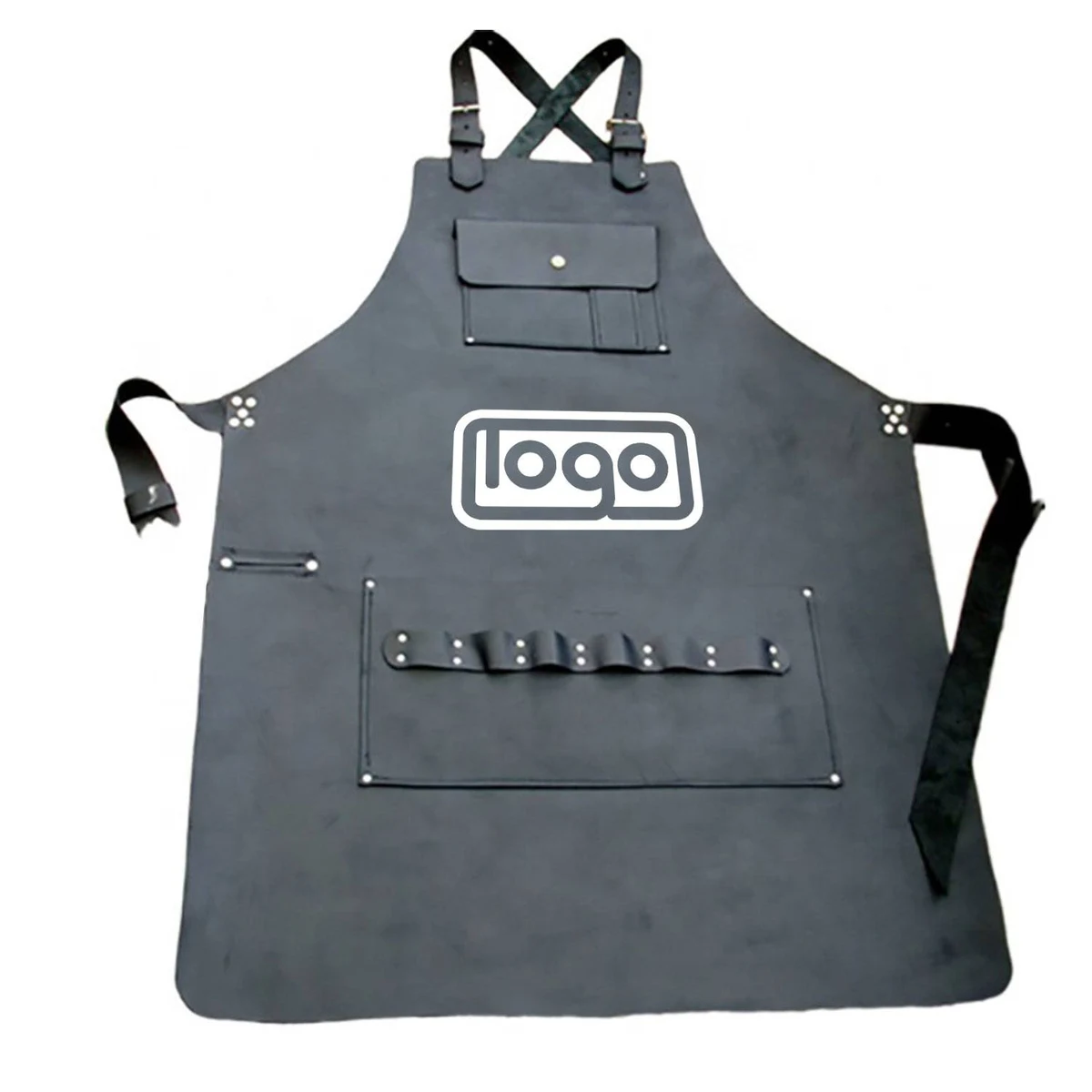 PU Leather Custom Work Apron W/ Tool Pockets 1