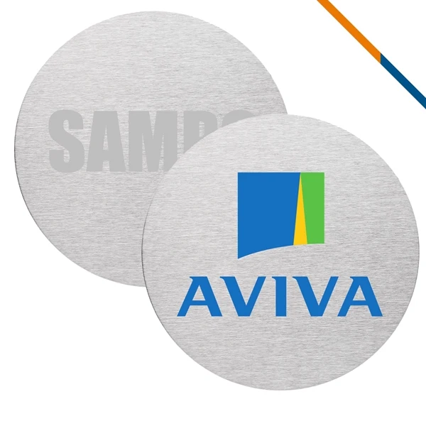 Custom 4 inch Round Stainless Steel Coaster with EVA Base — Restaurant Promo 1