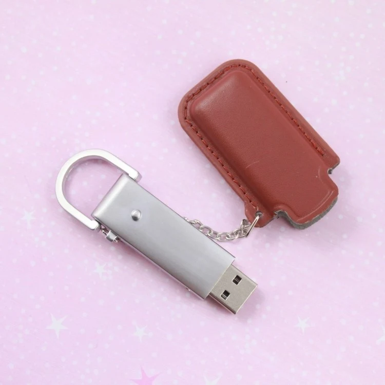 Authentic PU Leather Case Zinc Alloy 2GB USB Flash Drive Disk 1