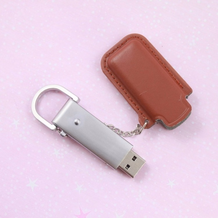 Authentic PU Leather Case Zinc Alloy 2GB USB Flash Drive Disk