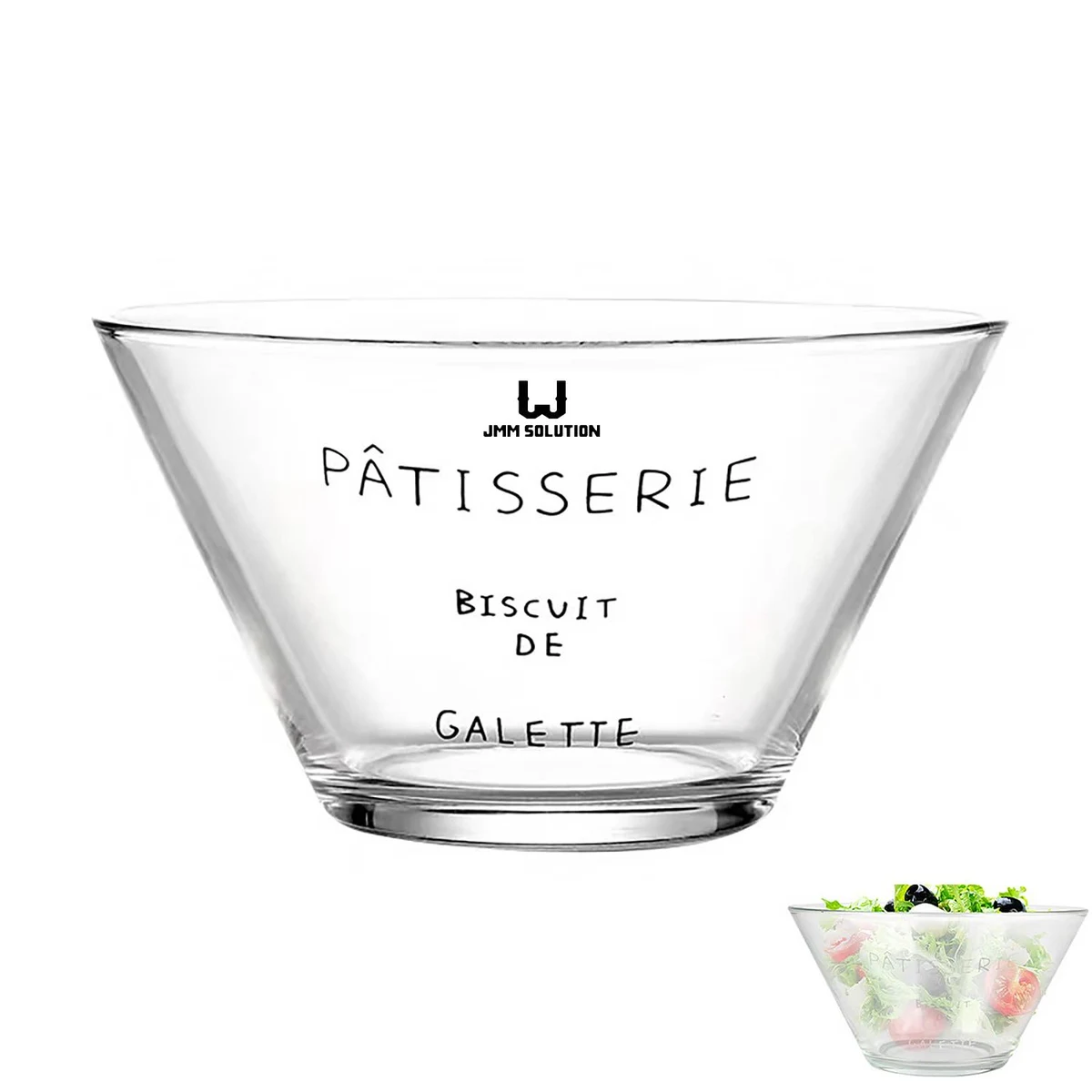 26 oz Lead-Free Clear Glass Salad Bowl 1