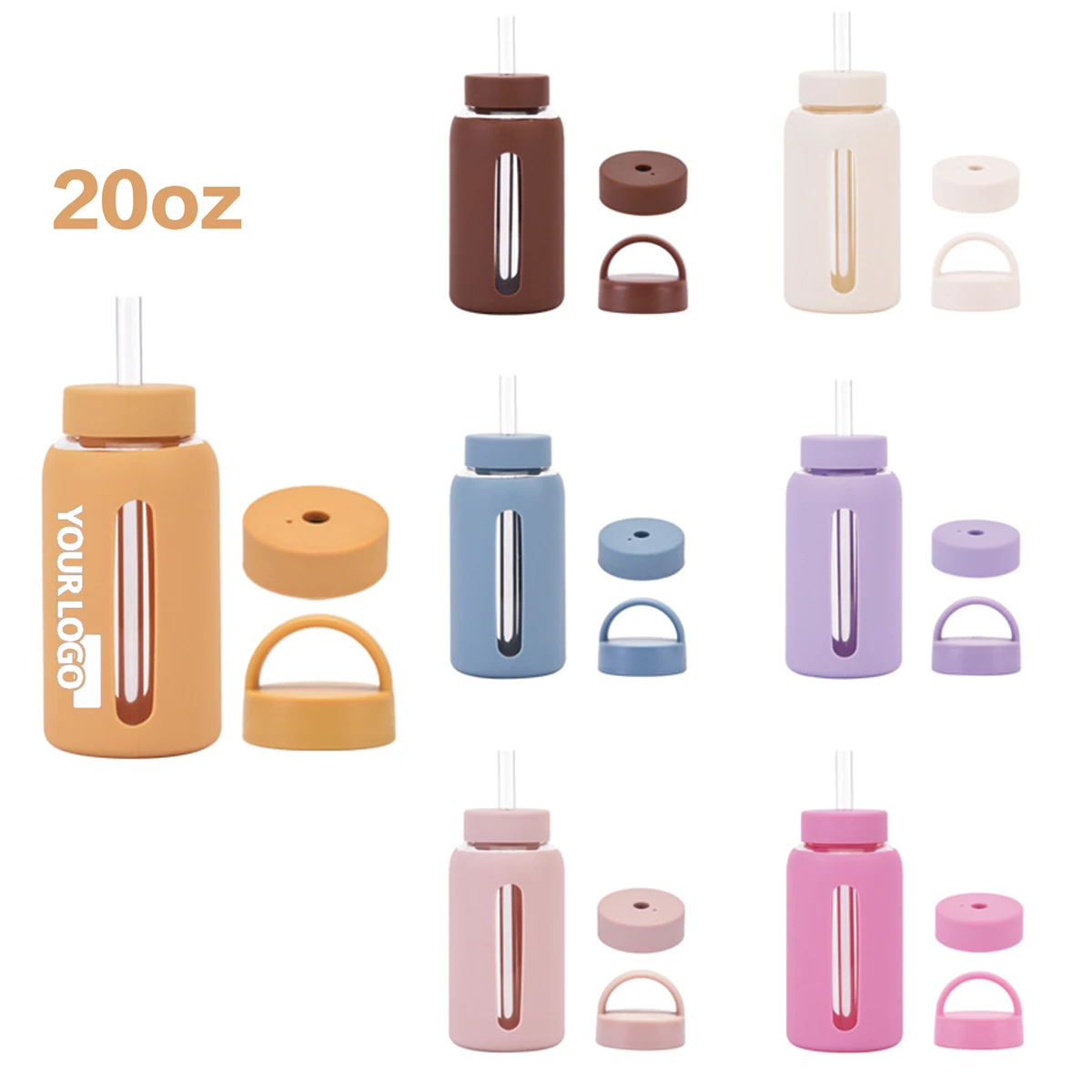 Silicone Sleeve Double Cover Glass Water Bottle 1