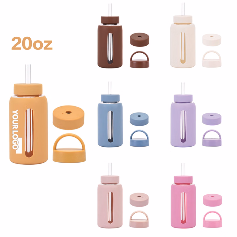 Silicone Sleeve Double Cover Glass Water Bottle