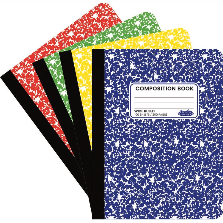 Marbled Composition Books - Wide Rule 100 Sheets 4 Colors