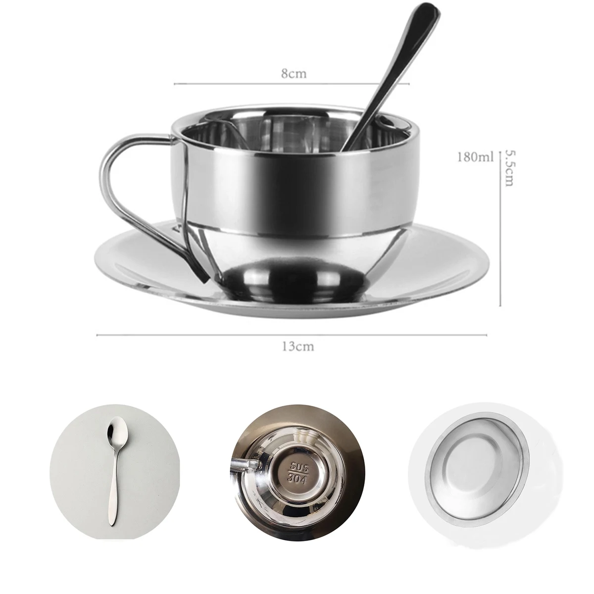 6oz Stainless Steel Coffee Cup Set 1