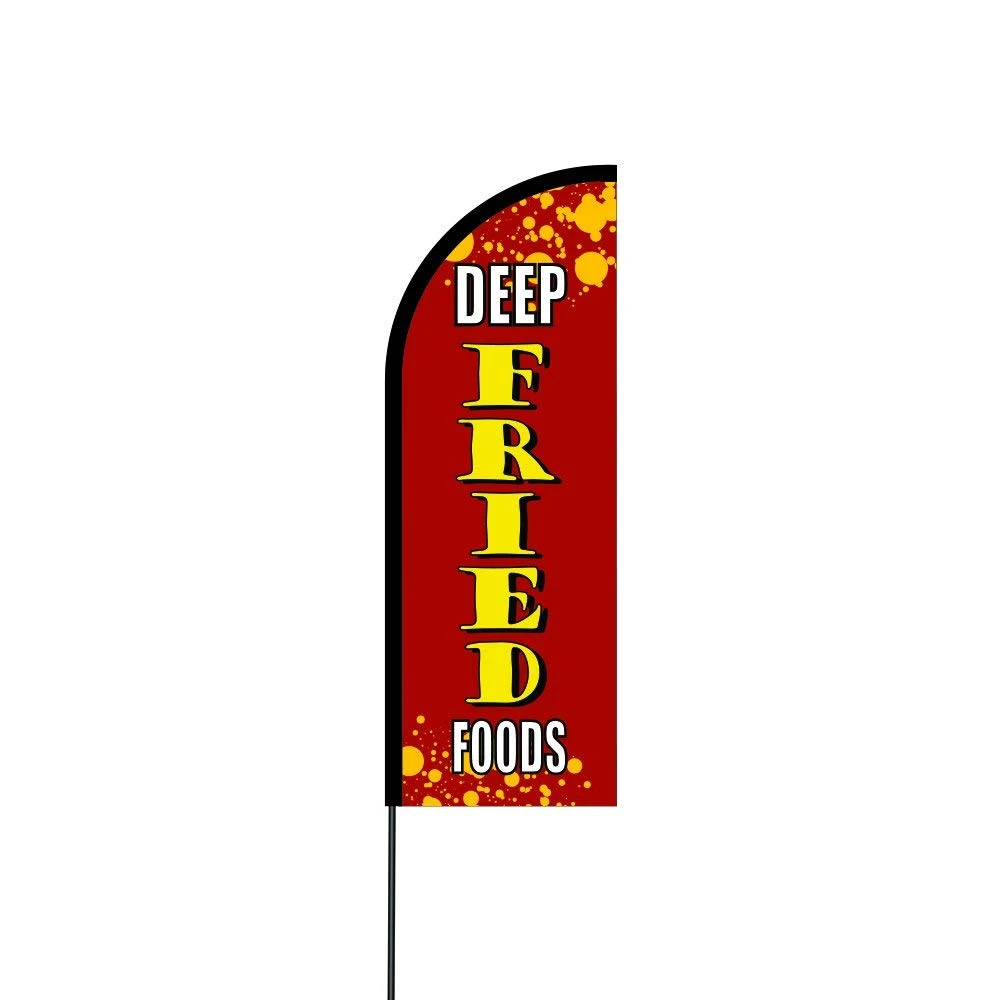 Deep Fried Foods Flag Kit Hardware 17' Feet Feather Flag Sign Outdoor Banner 1
