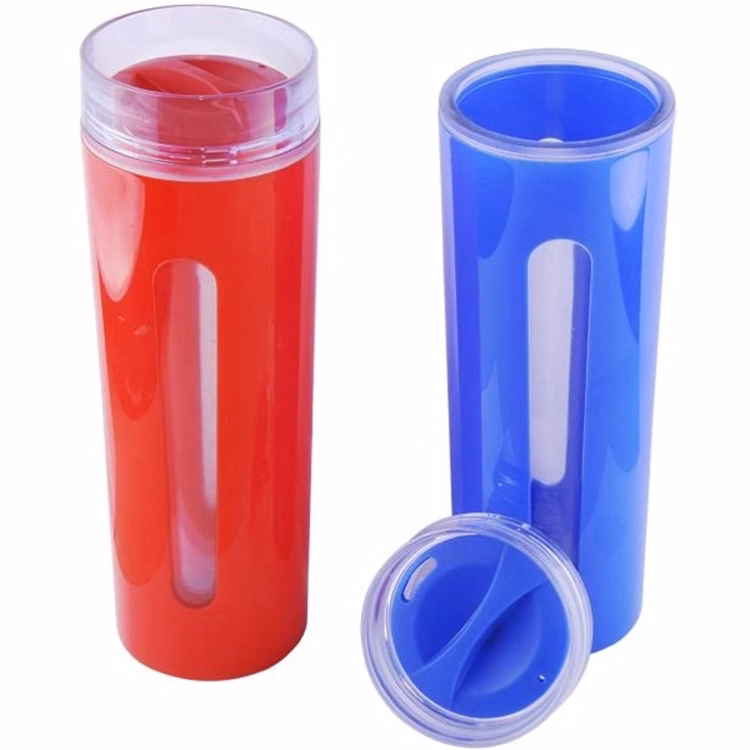 14 oz Double Plastic Mug and Screw-On Lid
