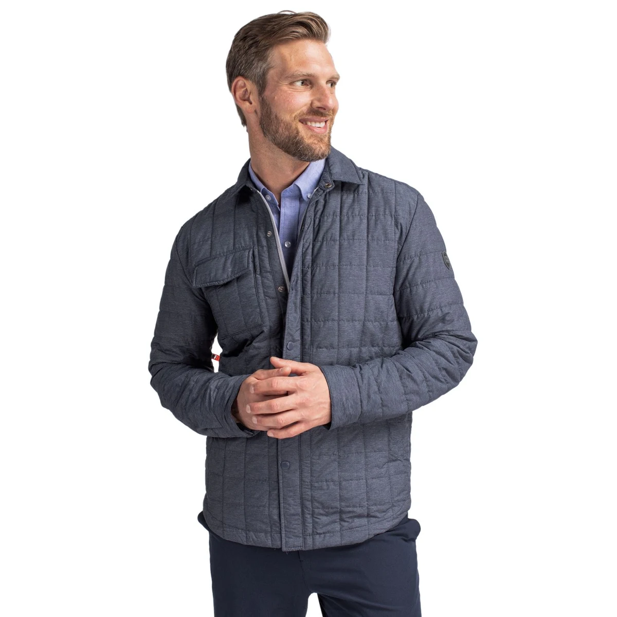Cutter & Buck Rainier Recycled Insulated Puffer Mens Big & Tall Full Zip Shirt Jacket Big & Tall 1