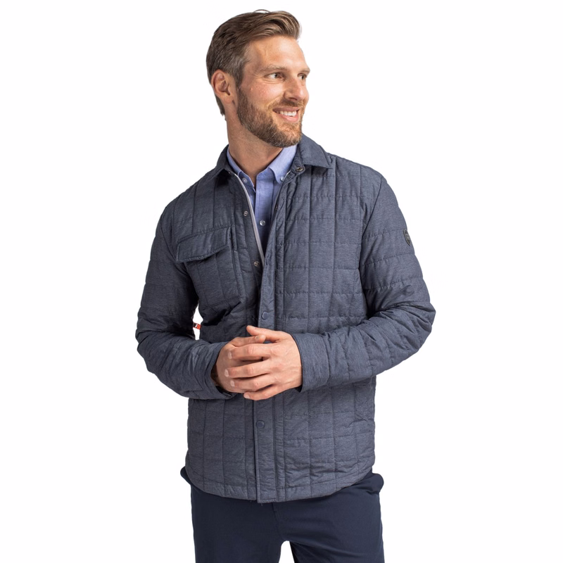 Cutter & Buck Rainier Recycled Insulated Puffer Mens Big & Tall Full Zip Shirt Jacket Big & Tall