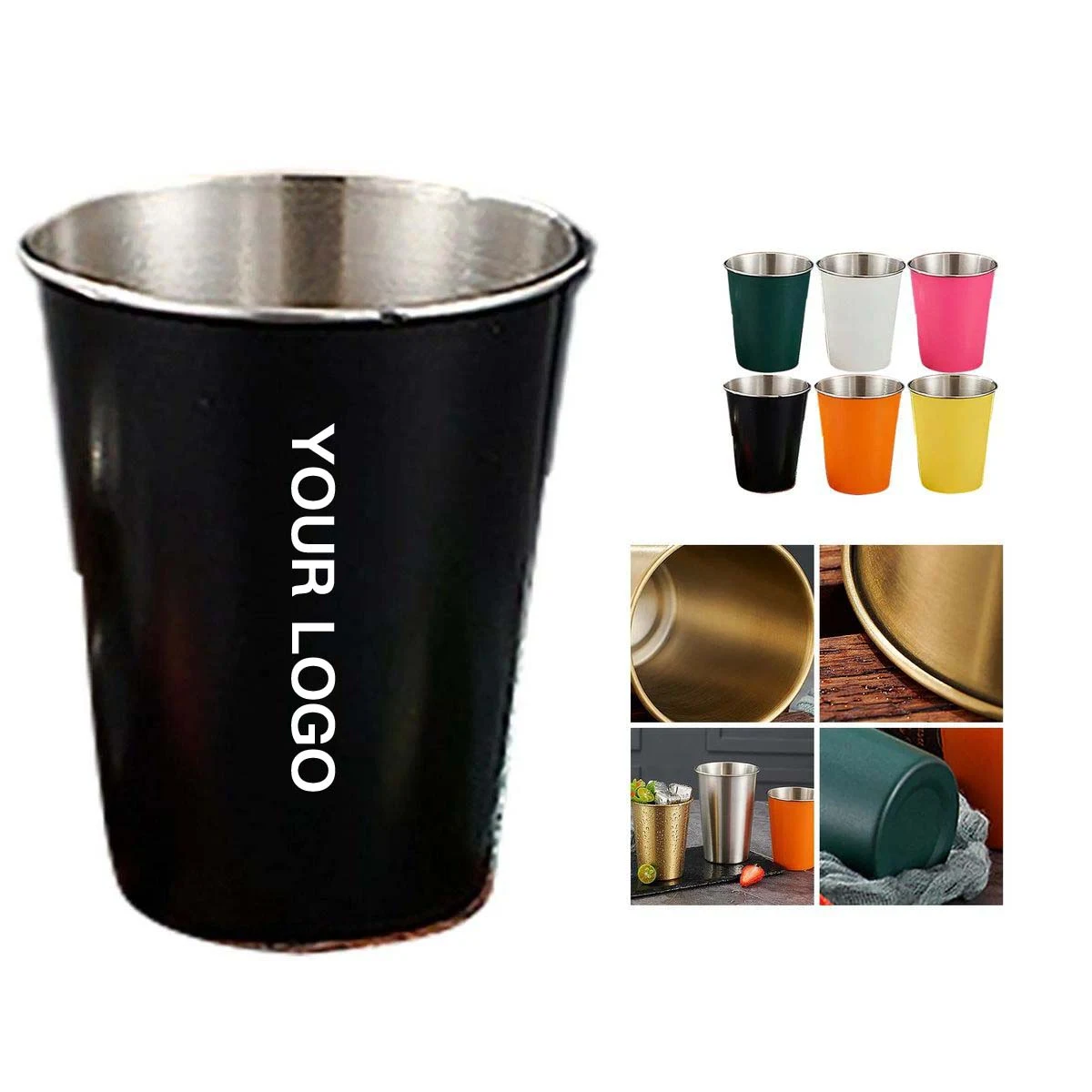 12oz Steel Drinking Cup with Brushed Finish 1