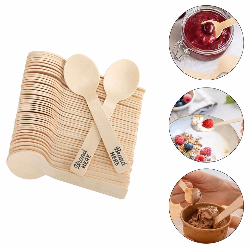Disposable Natural Wood Dessert Spoons