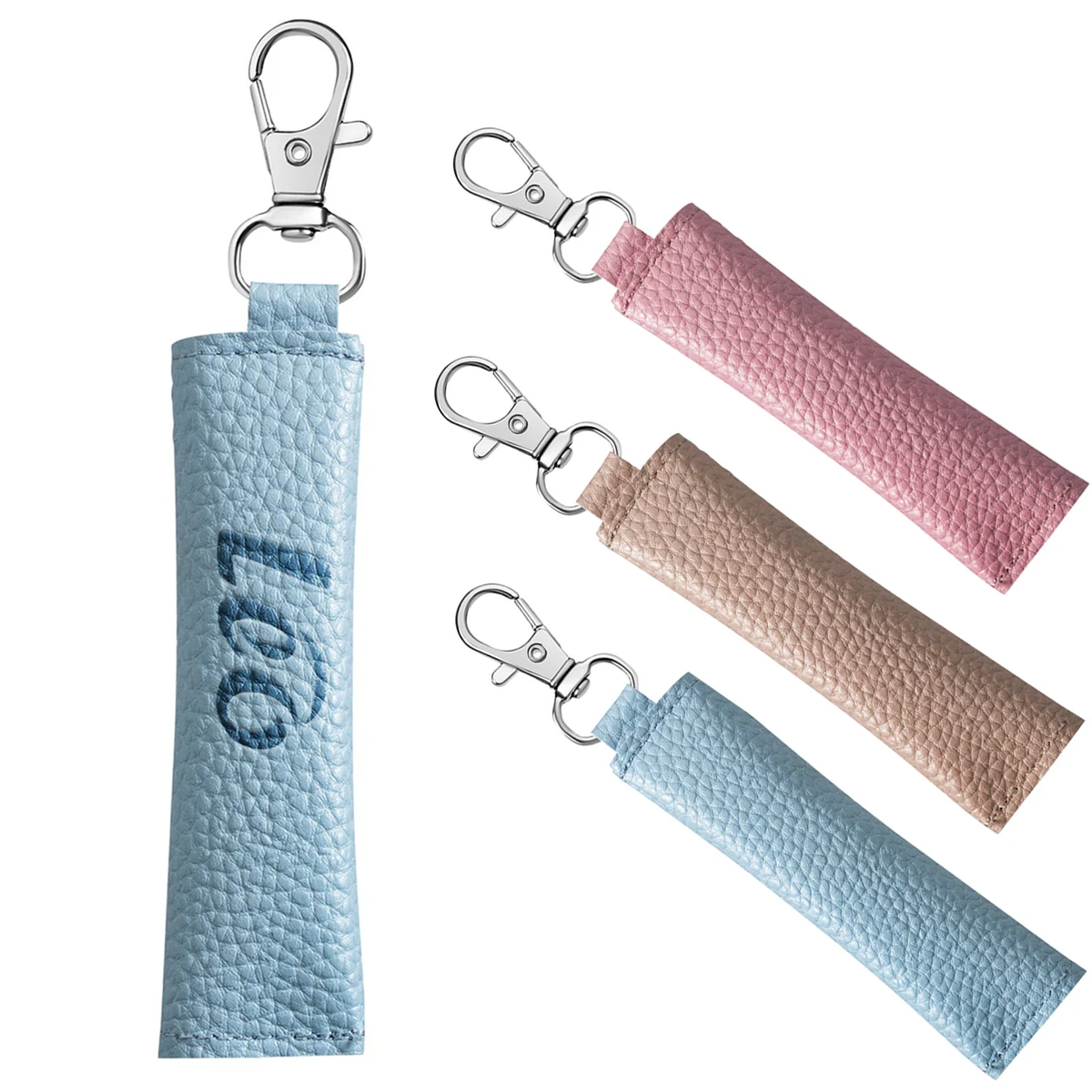 Litchi pattern coin earphone cable storage keychain 1