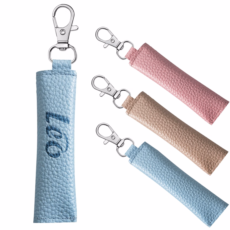 Litchi pattern coin earphone cable storage keychain