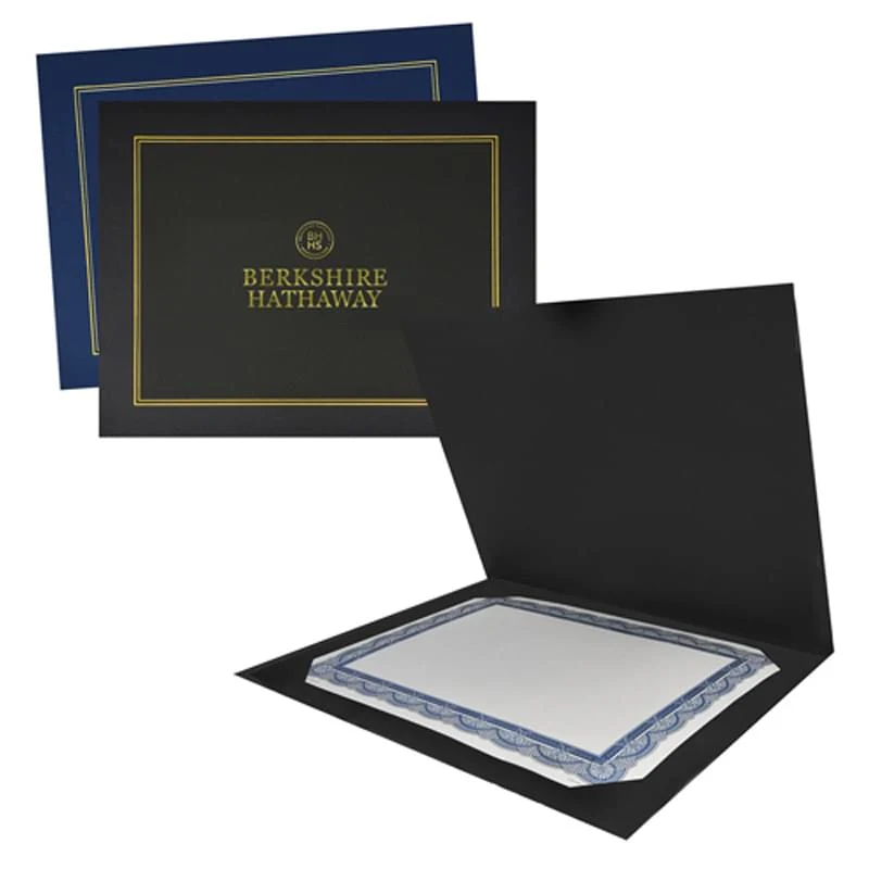 12 3/4" X 10" Two-Fold Certificate Presentation Folder 1