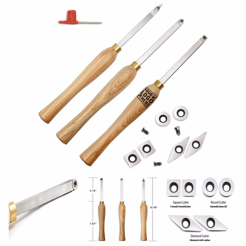 3 Pieces Carbide Woodturning Tool Mini Size Set