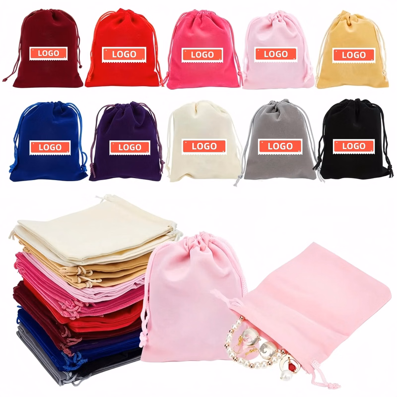 Full Color Soft Velvet Drawstring Pouch for Jewelry