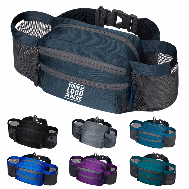 Woman Man Lightweight Fanny Waist Bag Large Hiking Fannie Pack Lumbar Belt With Two Water Bottle Ho