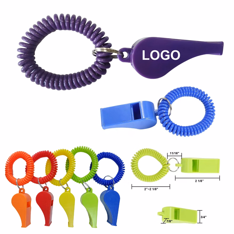 Spring Plastic Whistle Keychain