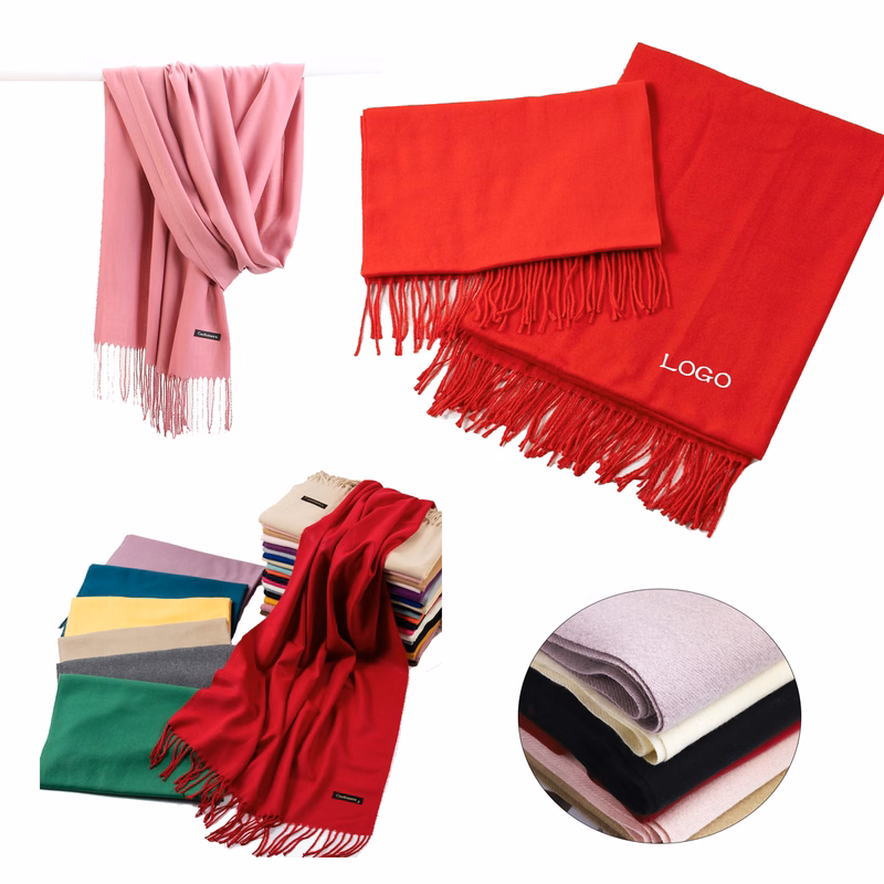 Solid Color Faux Cashmere Tassel Shawl/Scarf