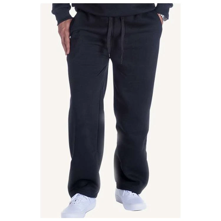 Men's Fleece Open Leg Sweatpants - Size Large Black 1
