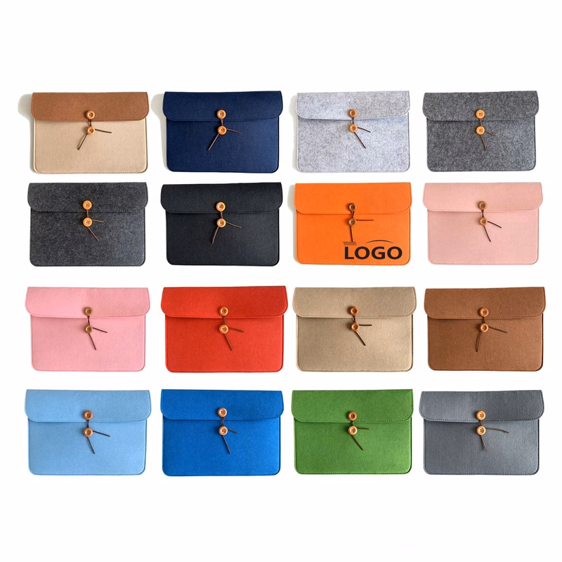 Felt File Bag with Button Closure for Office and Meetings