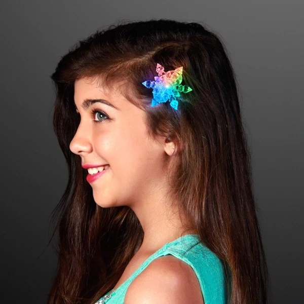 LED Sparkling Snowflakes Light Up Hair Clips 1