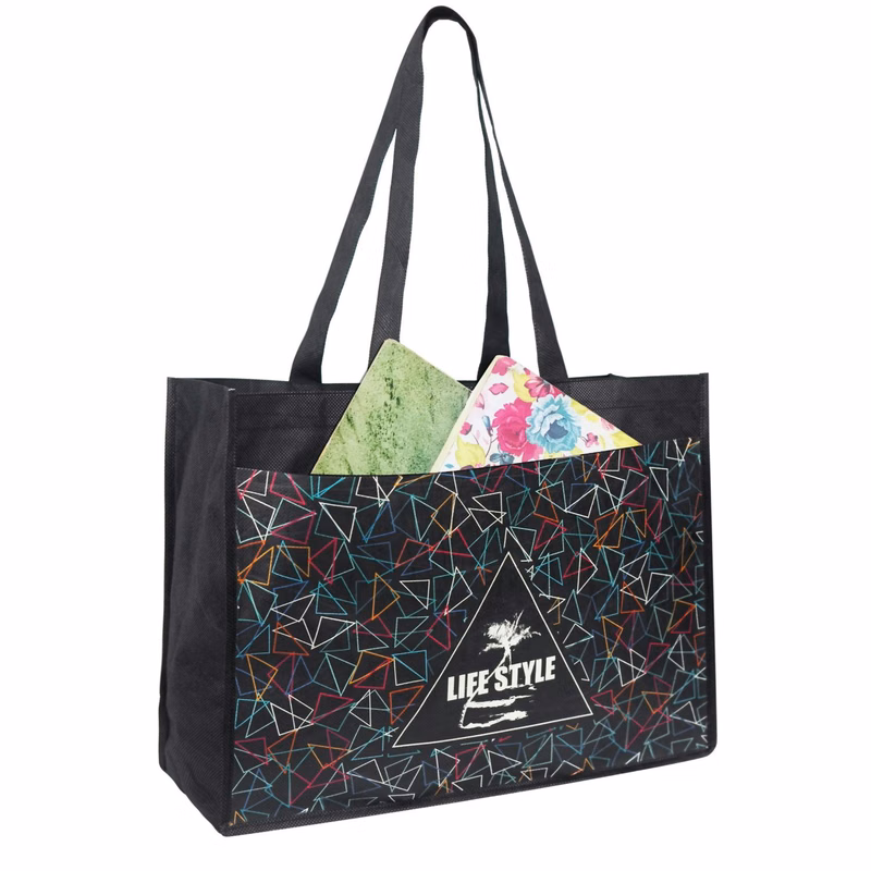 100 GSM Durable Extra wide Full Color Shopping Gusset Tote Bag (16" x 12" x 6")