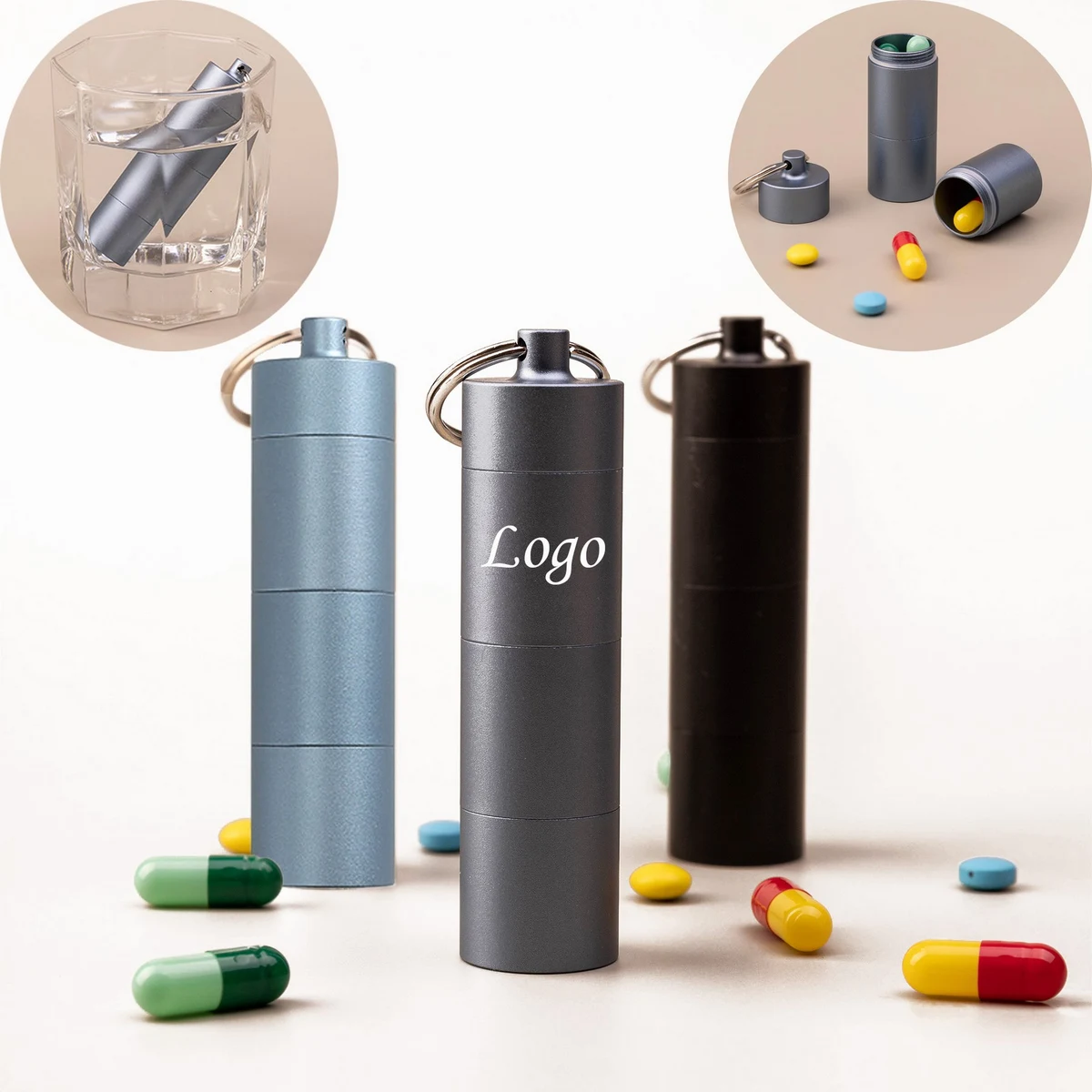 Portable Aluminum Pill Box Key Chain 1