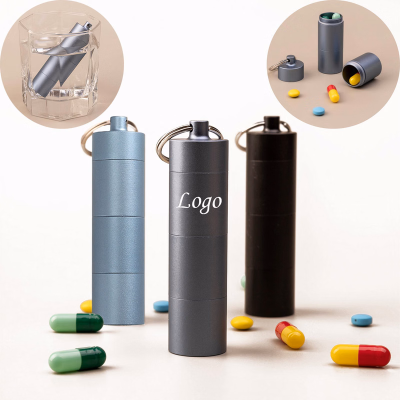 Portable Aluminum Pill Box Key Chain