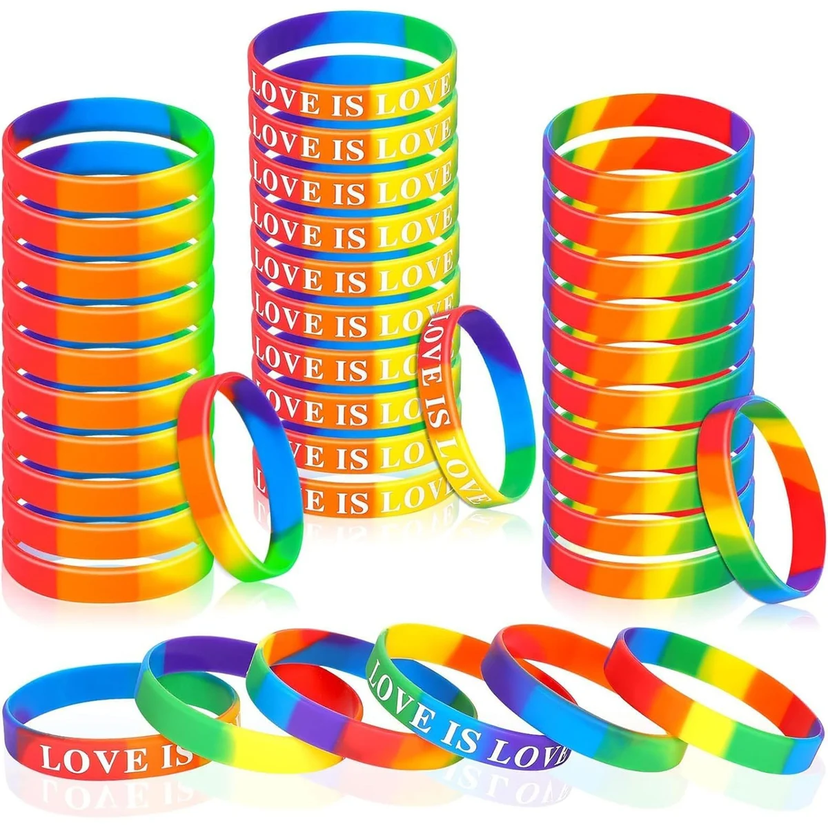 Gay Pride Wristbands Lesbian Rainbow Silicone Bracelets 1
