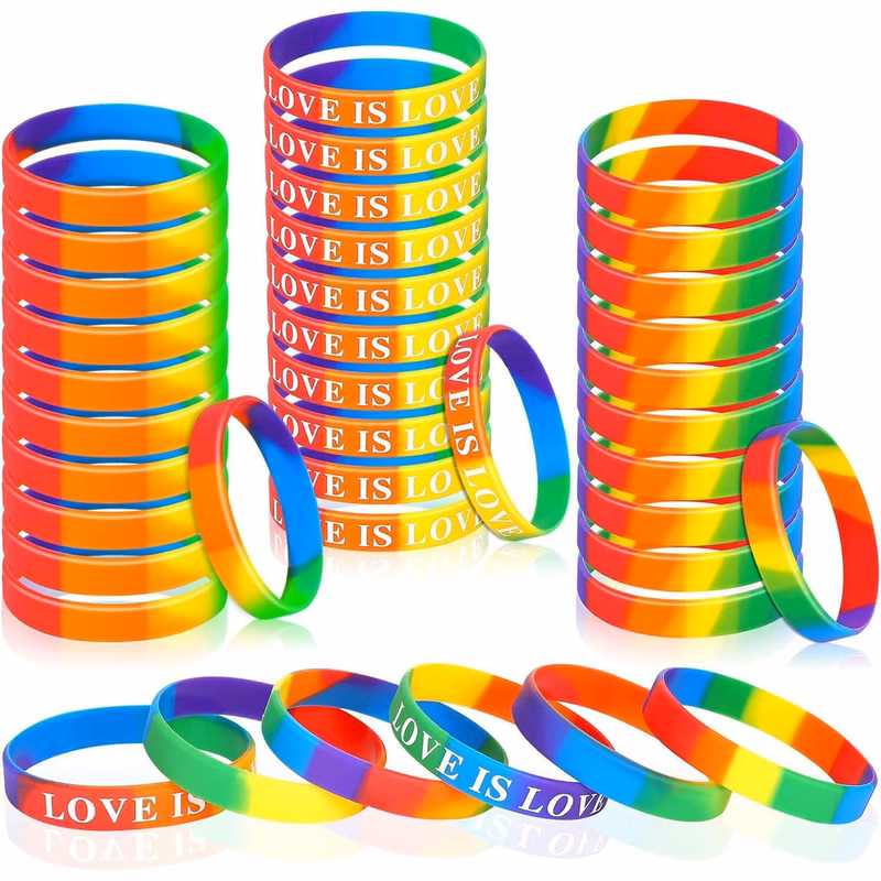 Gay Pride Wristbands Lesbian Rainbow Silicone Bracelets