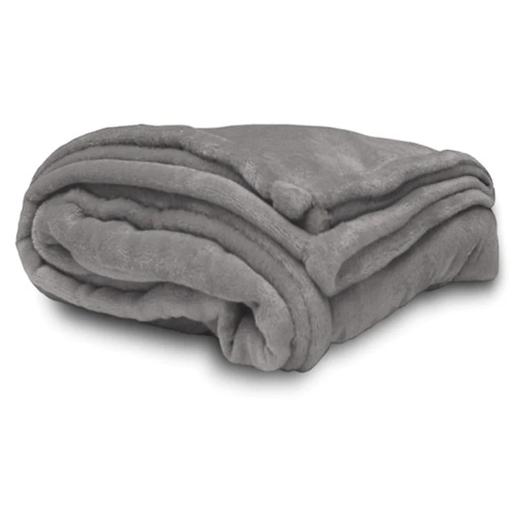 Grey Oversized Faux Micro Mink Throw Blanket 1
