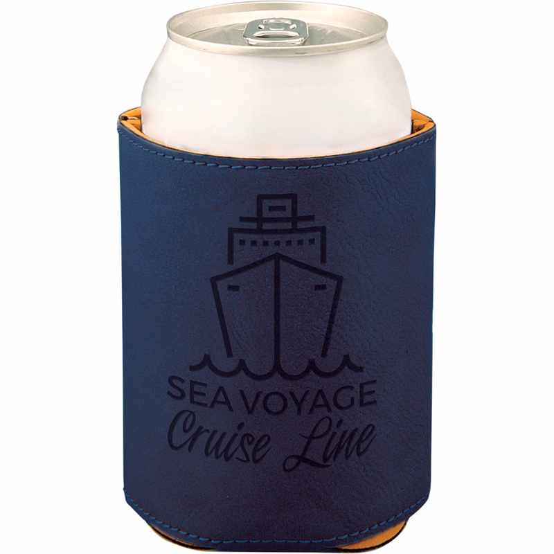 3 3/4" Blue/Black Leatherette Beverage Holder