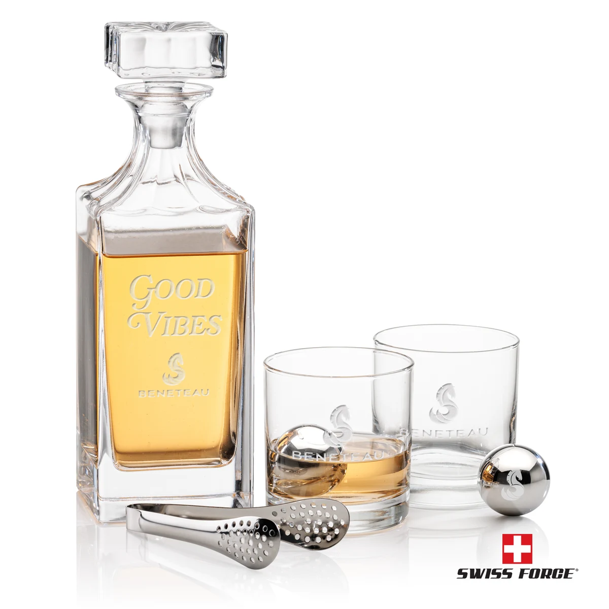 Aristocrat Decanter Set & Ice Balls, custom bottle opener with logo imprint 1